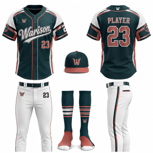 Wholesale Baseball Uniform Kit 100% Polyester Unisex Breathable Softball Jersey Pant Socks And Caps Set For Adult's - Product Image 3
