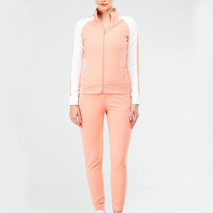 Conjunto deportivo de dos piezas para mujer, chándal al por mayor, cómodo, con logo personalizado impreso, con cremallera, para correr. - Product Image 5