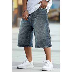 Acid Wash Denim Jorts Men Women Streetwear Baggy Fit Vintage Cotton Custom <b>Shorts</b> Supplier - Product Image 2