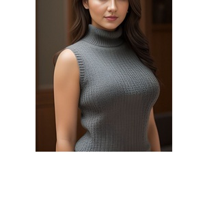 Chaleco Halter de Cuello Alto para Mujer - Top Sexy de Manga Corta de Algodón Tejido de Color Liso Ecológico 360g Directo del Proveedor de Bangladesh - Product Image 1