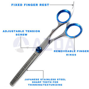 Professional Stainless Steel Hair Cutting and Thinning Scissors <b>Set</b> with Adjustable <b>Screw</b> Finger Rest and PU Leather Case - Product Image 5