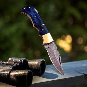 Cuchillo Plegable de Acero de Damasco de Alta Calidad, Personalizado, Compatible con OEM, para Camping, Caza, Táctico, Multifuncional, con Mango de Madera - Product Image 4
