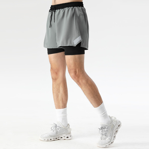 Quick Dry Breathable Double <b>Layer</b> Fitness Running Shorts for Men Workout Sportswear Gym Shorts - Product Image 3