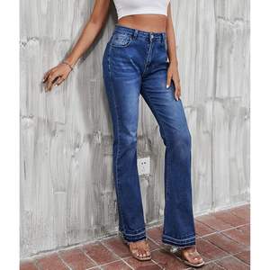 2025 cintura alta Flare pierna recta estiramiento Denim Bootcut pantalones ajustados Bell Bottom Jeans transpirable estampado rasgado lápiz Jeans - Product Image 5