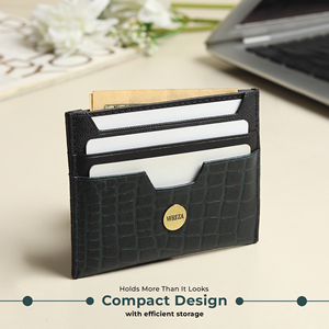 WRIZA Handcrafted Genuine Leather Crocodile Pattern <b>RFID</b> Protected Business Card Holder <b>for</b> <b>Men</b> Women Slim Minimalist <b>Wallet</b> 6 - Product Image 1