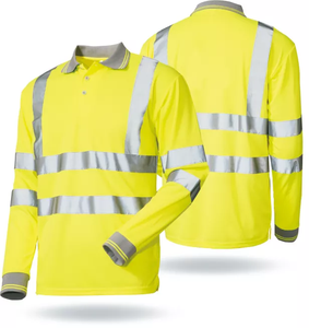 เสื้อโปโลสะท้อนแสงแขนยาวสำหรับผู้ชาย สีเหลืองส้ม ระบายอากาศได้ดี เหมาะสำหรับงานเหมือง พร้อมปักโลโก้ตามสั่ง - Product Image 5