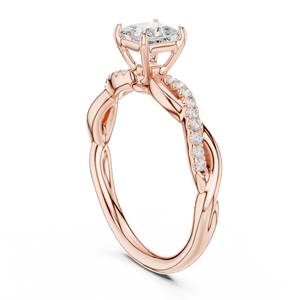 Anillo de compromiso de moissanita con corte princesa y tallo trenzado – Anillo de plata de ley con acabado en oro rosa de 14K para ella - Product Image 3