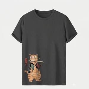 T-shirts gris pour hommes à logo personnalisé, très demandés, pour un style urbain, col rond, tissu écologique et confortable, vêtements d'extérieur - Product Image 1