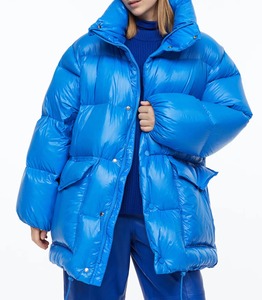 Women's <b>Quilted</b> Jacket Blue Hooded Long Sleeve Thick Winter Coat With Zipper Closure Polyester <b>Wadding</b> Woven Fabric - Product Image 5