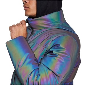 Vestes décontractées de marque pour hommes, doudoune matelassée noire holographique, veste d'hiver brillante et métallique, manteau bulle tendance - Product Image 2