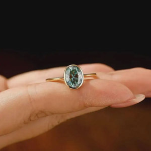 Handmade Brass Oval <b>Crystal</b> <b>Ring</b> Minimalist Faceted Gemstone Boho Statement Stacking Jewelry for Women - Product Image 2