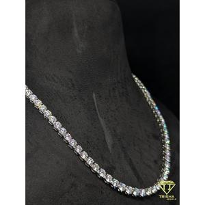 Luxury VVS Moissanite Diamond <b>Iced</b> <b>Out</b> Tennis <b>Chain</b> Necklace 925 Sterling Silver Custom Plated Hip Hop Jewelry By Trisha Jewels - Product Image 4
