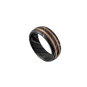 Anillo de Acero de Damasco con Incrustaciones de Fibra de Carbono, Anillo de Boda para Hombre, Ajuste Cómodo, Hecho a Mano, Patrón Único, Joyería de Compromiso para Novio - Product Image 3