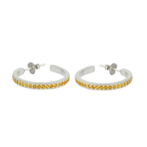 Pendientes de Plata de Ley 925 con Citrino Natural Amarillo, Diseño de Aro en J, Venta al Por Mayor - Product Image 6