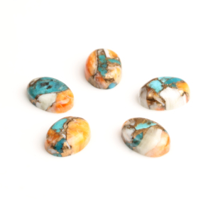Pierre précieuse en vrac de qualité supérieure, taille personnalisée, Turquoise Cuivre Oyster Mohave, forme ovale, finition polie et lisse, cabochon à dos plat, pour la fabrication de bijoux - Product Image 1