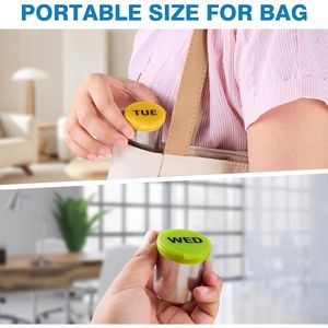 Magnetic Refrigerator Mountable <b>Pill</b> Organizer 7-Day Weekly Stainless Steel <b>Pill</b> <b>Storage</b> <b>Case</b> Silicone Sealed Lid for Travel - Product Image 2