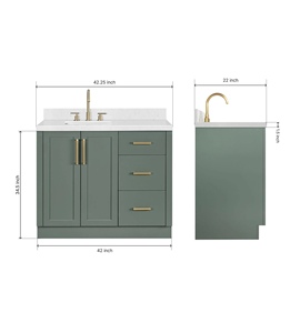 Factory Direct Zacchaeus 42 Inch Bathroom <b>Vanity</b> Cabinet Left Offset Sink Cabinet Only Wholesale Vietnam Factory - Product Image 2