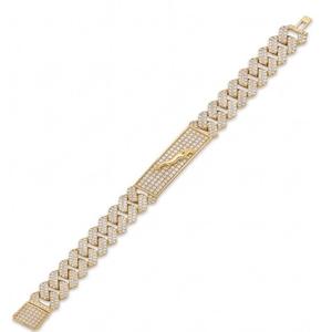 Bracelet pour homme DIVYORO plaqué or, maillons cubains pavés, avec accent panthère - Product Image 3