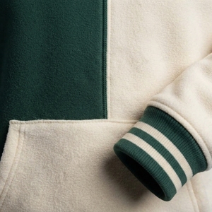 Herren Grün-Creme Zweifarbiger Hoodie Übergroßer Colorblock Pullover Sweatshirt Streetwear Fleece Kapuzenpullover Maßanfertigung OEM - Product Image 6