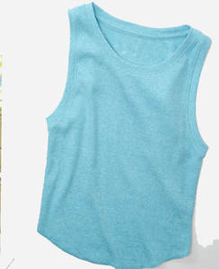 Camiseta de mujer al por mayor Top corto suelto de algodón con logotipo personalizado y tejido de punto con cuello redondo para el verano transpirable - Product Image 5