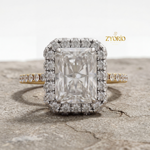 Anillo de Compromiso de Plata 925 con Diamante Cultivado en Laboratorio de Corte Radiante de 2.01CT y Banda de Tallo Dividido con Pavé para Boda y Fiesta - Product Image 2