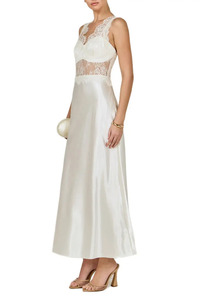 Women‘s Elegant <b>White</b> Satin <b>Maxi</b> Dress With Lace Bodice Sweetheart Neckline Strapless Sheath Formal Gown Party Dress - Product Image 6