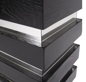 Modern <b>Black</b> Wood <b>Console</b> Table Slatted Leg Stackable Entryway Living Room Furniture - Product Image 5