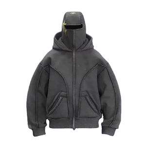 Sweat-shirt à capuche zippé surdimensionné pour homme Wind CP Custom, coupe classique, en coton tricoté, style décontracté d'automne - Product Image 2