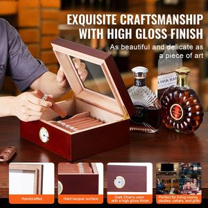 Humidor de Escritorio Hecho a Mano con Madera de Cedro Español y Tapa de Cristal, Estuche para Almacenamiento de Cigarros con Humidificador Integrado - Product Image 2