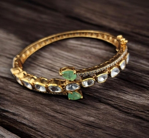 Gold Plated 925 Silver Single <b>Bangle</b> Traditional Indian <b>Bracelet</b> for Women Wedding Party Jewelry - Product Image 1