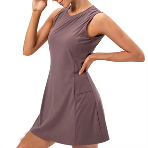 Women's Casual Sports Apparel Wholesale High Waist Skirt Pocket Sleeveless Golf Dress Comfortable Tennis Wear Breathable 4-way - Product Image 2