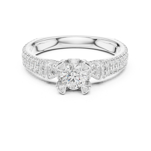 แหวนเพชรทรงกลมทองคำ 14K โรสโกลด์สำหรับผู้หญิง |   ชุดลำลองสำหรับใส่ทุกวัน |   เพชรที่เพิ่งเพาะเลี้ยง - Product Image 2