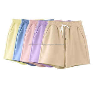 2025 nueva llegada logotipo personalizado impreso francés Terry gimnasio Fitness pantalones cortos estilo Formal con botón decoración algodón fabricado - Product Image 1