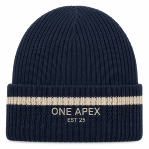 Bonnet en tricot bleu marine pour homme, bonnet d'hiver à revers, unisexe, streetwear, bonnet ajusté, logo personnalisé, accessoire de mode en gros - Product Image 1