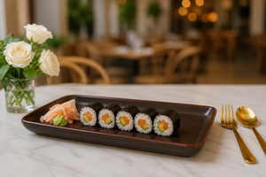 Plato de Sushi Premium en una Elegante Mesa de Restaurante, Elegante Cocina Japonesa en una Mesa de Comedor Moderna, Alta Demanda - Product Image 3