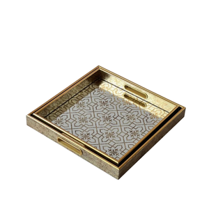 Enamel Design Pearl Wood Round Shape Serving <b>Trays</b> Patter for Home Hotels & Restaurant Tabletop Food <b>Snacks</b> & Drinks <b>Trays</b> - Product Image 6