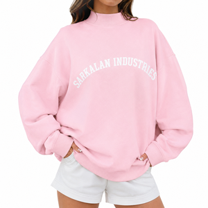 Sudadera de Cuello Alto para Mujer de Calidad Premium, Algodón Felpa, Corte Holgado, Mangas Largas, Personalización de Marca, Proveedor Mayorista - Product Image 1