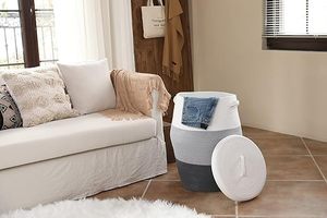 Tall Extra <b>Large</b> Cotton Rope Storage Basket with Lid Woven Laundry <b>Hamper</b> for Clothes Towels Home Organization - Product Image 5