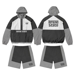 Ensemble deux pièces coupe-vent imperméable pour homme avec broderie logo OEM, fabrication de vêtements de sport sous marque privée - Product Image 2
