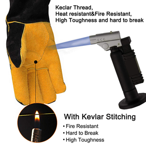 Gants de soudage TIG en cuir de chèvre robuste, résistants au feu, avec renforts sur la paume, gants de soudeur, gants de sécurité industrielle - Product Image 4