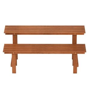 Support à plantes boisées double couche Style escalier Support pour pot de fleurs Produit d'ornement de jardin - Product Image 3