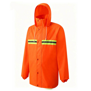 High Visibility Rain Jacket | Waterproof Reflective Safety Workwear | Hooded <b>Raincoat</b> for Construction & Outdoor Work for men - Product Image 1