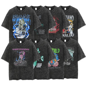 เสื้อยืดโอเวอร์ไซส์สีดำสำหรับผู้ชาย คอกลม แขนสั้น ผ้าคอตตอนเจอร์ซีย์แบบซักแล้ว สไตล์ลำลอง สีพื้น ทรงปกติ - Product Image 5