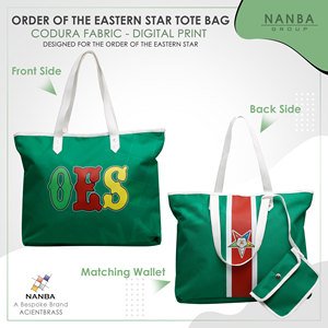 Sac fourre-tout vert OES en Cordura, sac à bandoulière en polyvinyle avec fermeture éclair, doublure en polyester, portefeuille assorti, matériau imperméable, emblème OES - Product Image 2