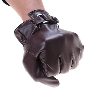 Men Fashion Waterproof Driving Thin For Touch Screen Brown Guantes Men's Winter Leather <b>Warm</b> <b>Gloves</b> - Product Image 3