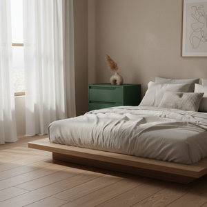 Mesa Auxiliar/De Noche Moderna con 2 Cajones, Diseño Ecológico de Roble Macizo para Salas de Estar y Comedor - Product Image 2