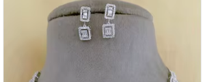Fashionable Best Quality Luxury Brass <b>Silver</b> Tone Zircon <b>Necklace</b> and Earring <b>Set</b> for Wedding Engagement Party Gift Women - Product Image 2