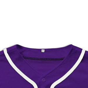 Camiseta de Béisbol Morada Unisex de Manga Corta con Botones al Frente, Color Sólido, Malla Transpirable, Ropa Deportiva para Adultos, Corte Regular - Product Image 4