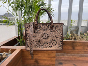 Bolso de mano de cuero de color hecho a mano de estilo Vintage, bolsos de compras marrones de alta calidad a la moda para mujer - Product Image 2