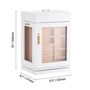 Portagioie Girevole a 360 Gradi Eco-Friendly con Finestra in Acrilico, 4 Ganci per Collane e Sportello Magnetico - Product Image 5